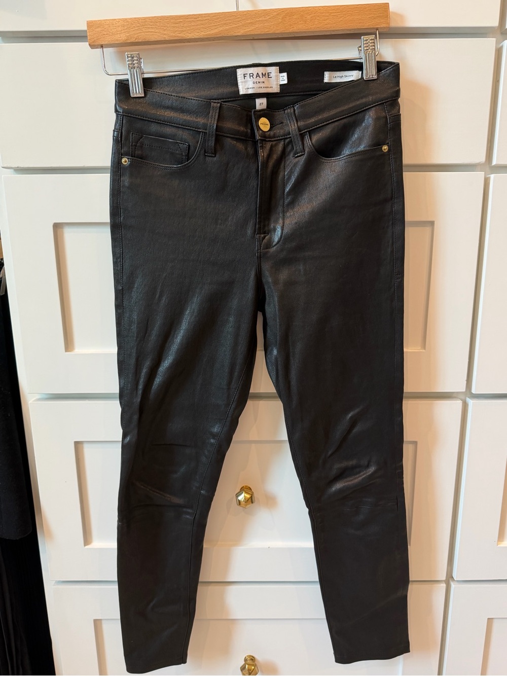 Frame Leather Skinny Jeans - Sleek Leather